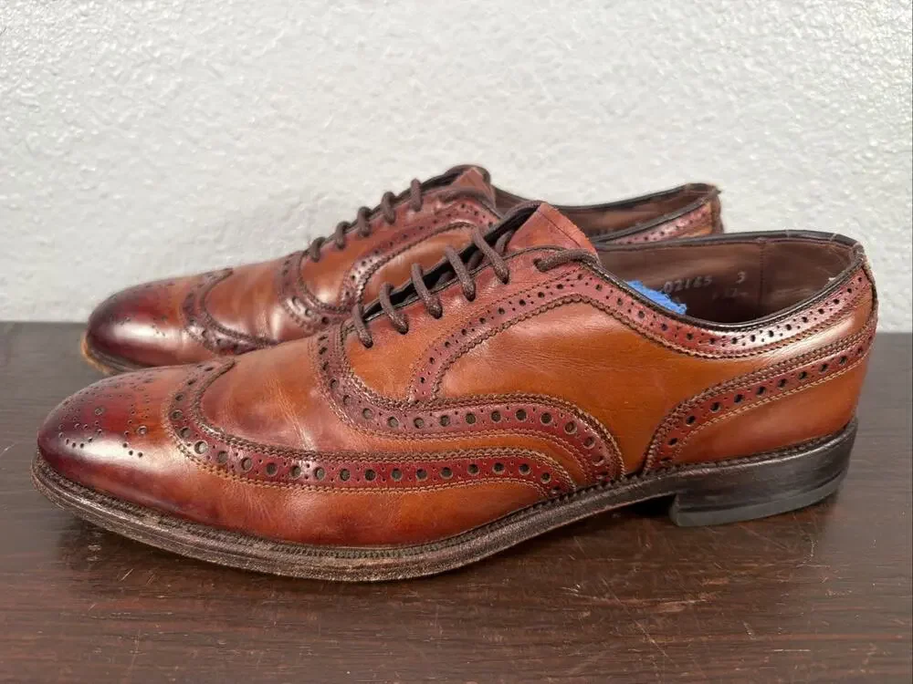 Allen Edmond Ashland Men’s 8.5 AA Brown Leather Wingtip Derby Oxford Made in USA